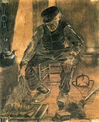Alter Mann am Kamin